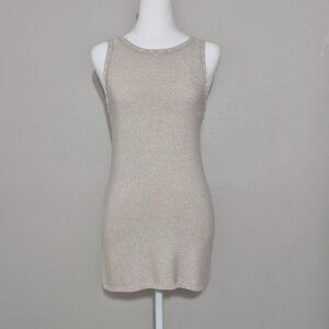 White House Black Market Women’s Beige Metallic Scoop Neck Tank Sweater S NWOT